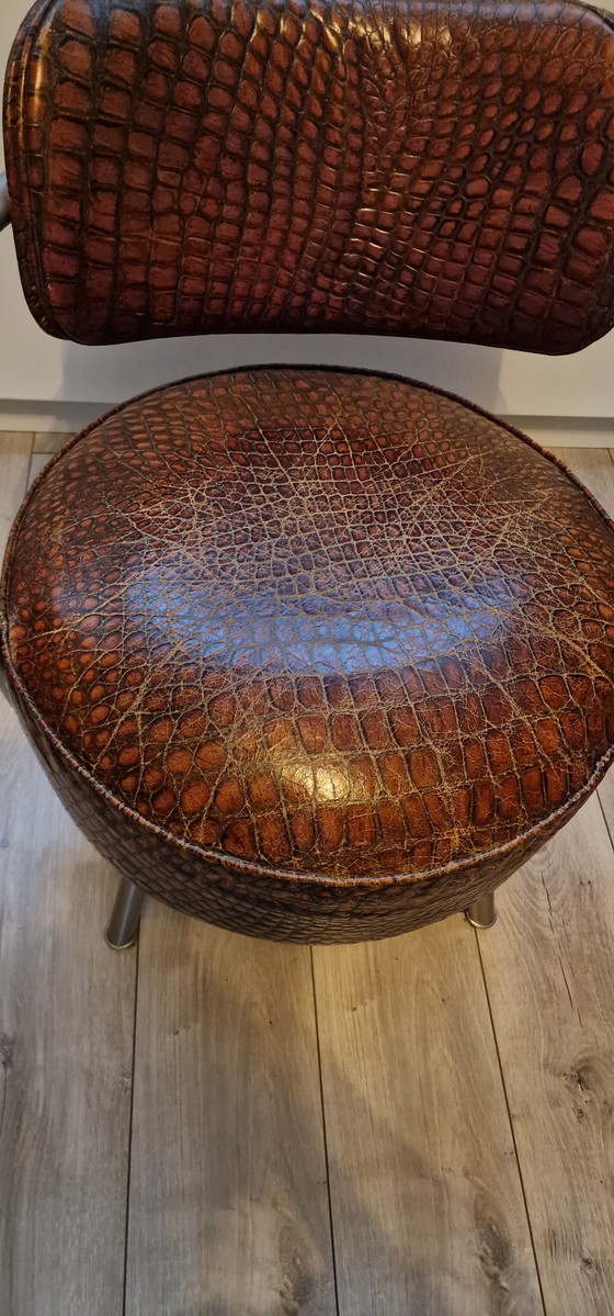 Image 1 of Croco leren stoel uit de Giulio Marelli fabriek van ontwerper Giuliano Cappelletti