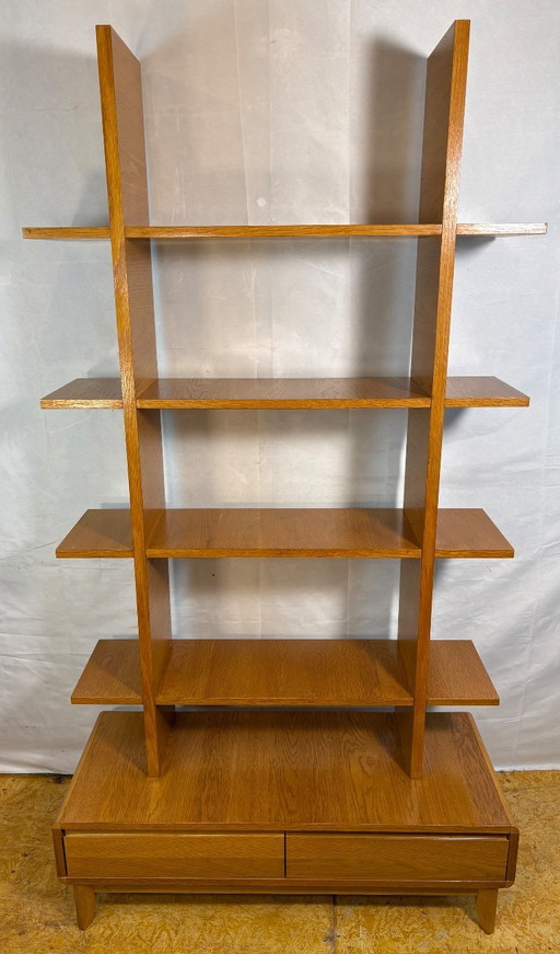 Mid Century Modern Style Teak Shelving Unit / Room Divider Scandinavian Influence  A striking mid century modern style shelving 