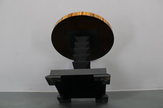 Image 1 of 980s Czechoslovakian Cubist Style Side Table, Veneer and Solid Wood