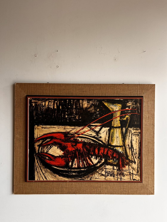 Image 1 of Stampa vintage di aragosta e brocca di Bernard Buffet in cornice d'epoca