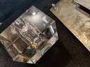 Vintage Art Deco Inktpot van Geslepen Kristal en Metaal