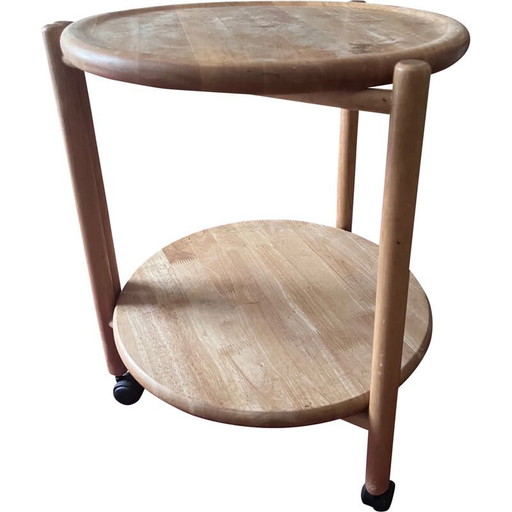 Vintage opvouwbaar bijzettafeltje op wieltjes