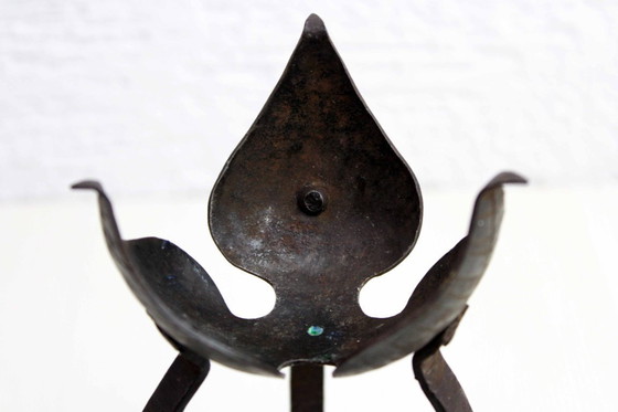 Image 1 of IJzeren kandelaar in natuurlijke stijl uit de jaren 1950