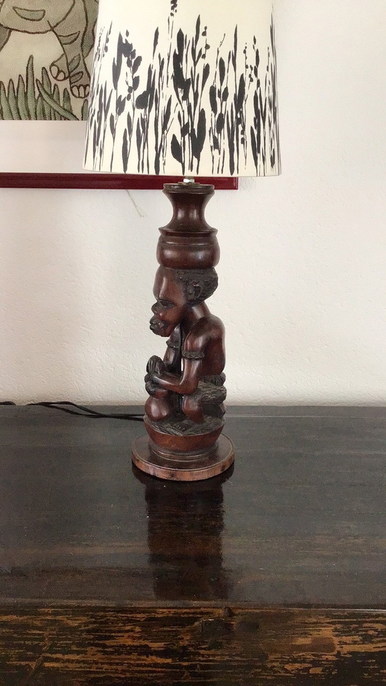 Image 1 of Pied de lampe vintage tribal