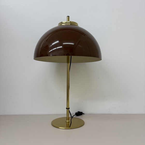 Image 1 of Lampada da tavolo vintage a fungo con base in metallo dorato , anni '70