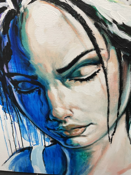 Image 1 of Angie - peinture acrylique sur lin par Rene Rikkelman