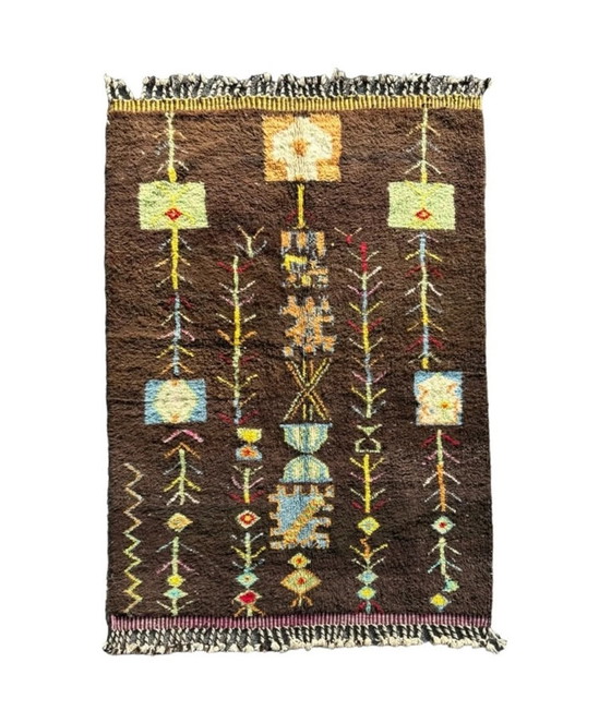 Image 1 of Modern Moroccan Brown Wool Rug