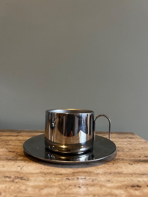 6x stainless steel coffee cups Guido Bergna