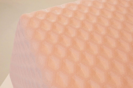 Bogaerts Oblique pouf in 3d pink Cubic fabric by Gabriel
