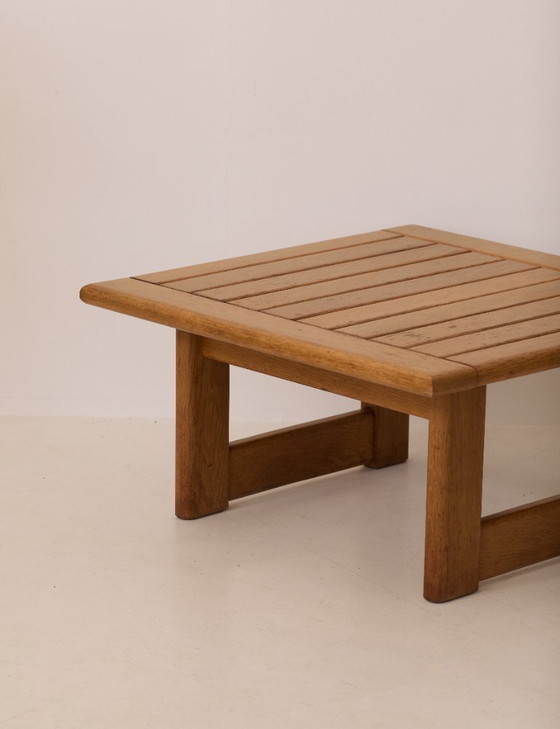 Image 1 of Vintage vierkante salontafel van massief iepenhout, Dlg Regain, circa 1980.