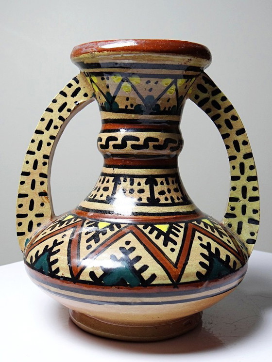 Image 1 of Small ceramic vase with handles from Safi, signed, Morocco, 1960s-1980s