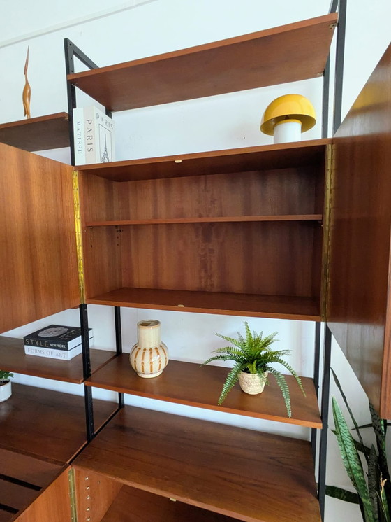 Image 1 of Vintage, teakhouten modulair vrijstaand wandsysteem 