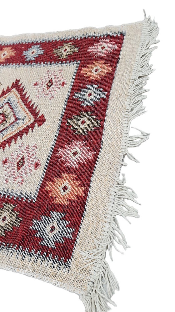 Image 1 of Vintage geometric-patterned flatweave kilim rug