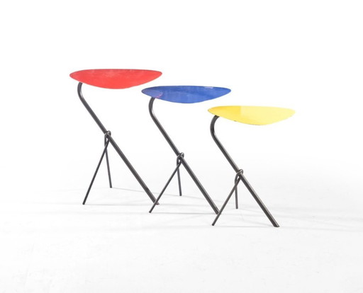 Tables gigognes Michel Buffet Hommage à Calder modèle « Knot » 1950 – design français moderniste