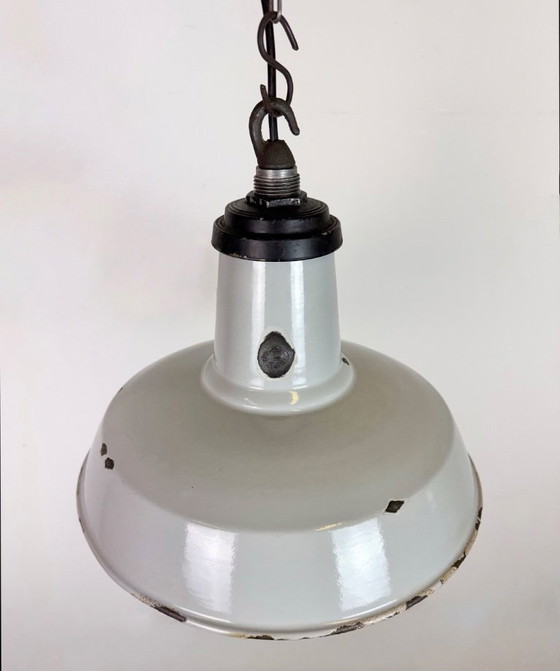 Image 1 of Suspension industrielle en émail gris, années 1960