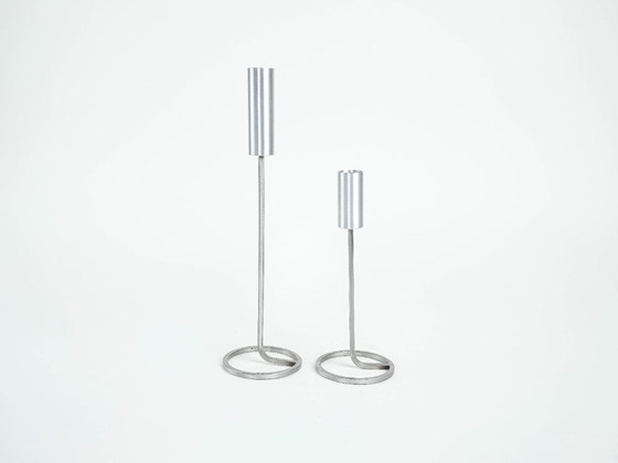 Image 1 of Set aus Metallkerzenständern, dänisches Design, 1970er Jahre, hergestellt in Dänemark