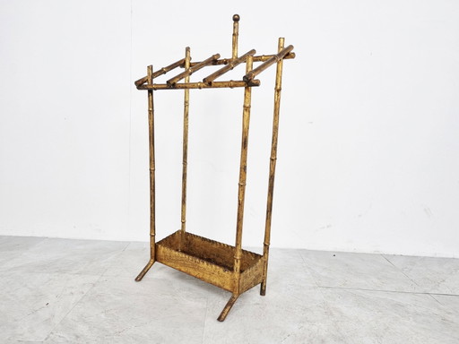 Porte-parapluies en faux bambou de style chinois, années 1960