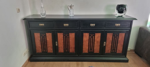 Vintage Art Deco Style Sideboard/Cabinet with Burr Walnut Veneer Panels – dressoirs, Wood