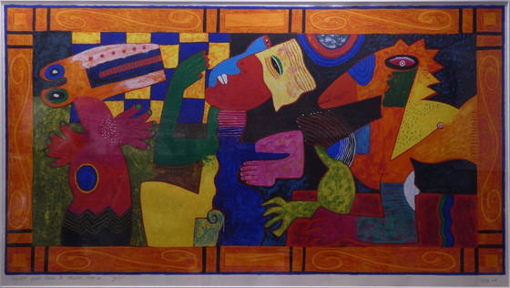 Image 1 of Clemens Briels Zeefdruk in Mooie Lijst - Algunos Gentes Hacen la Comedia, Otros No