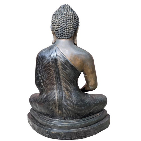 Grote bronzen Boeddha – Sri Lanka 16,8 kg en antiek – Beeldhouwkunst, Gold (photo 6 of 17)