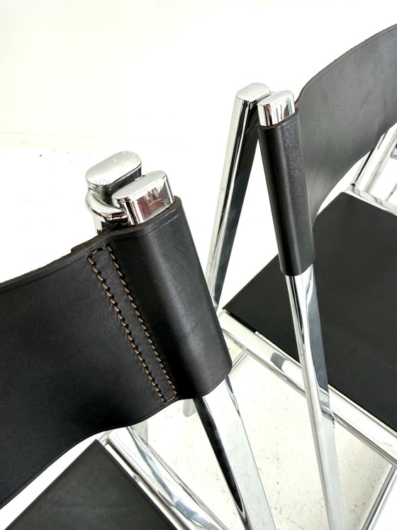 4x Vintage ‘Tamara’ Klapstoel, Arrben Italy ‘80 – Klapstoelen, Chrome, Leather (photo 4 of 13)