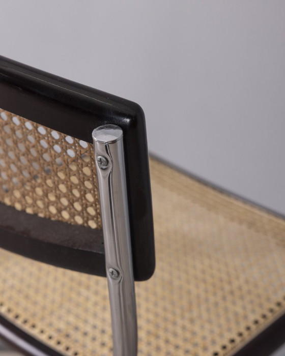 Image 1 of Set of 4 vintage 1960s metal and Vienna straw chairs, Italian design