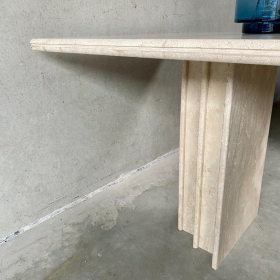 Image 1 of Table de salle à manger en travertin design italien