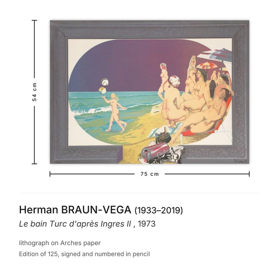 Image 1 of Herman BRAUN-VEGA Le bain Turc d'après Ingres II Litografia firmata 1973