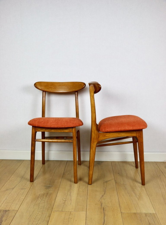 Image 1 of Hałas vintage chair brick terracotta - set of 4