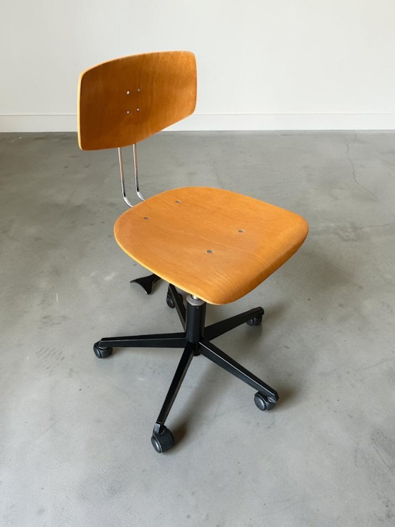 Image 1 of Vintage swivel chair made of molded plywood on casters | Minimalist studio chair | Mid-century modern office chair