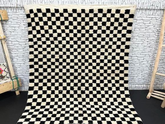 Image 1 of Tapis Beni Ourain fait main 300cmx200cm : Authentique tapis marocain en laine, design géométrique