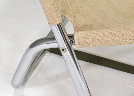 Image 1 of Scandinavische klapstoel in chroom en canvas – jaren 70