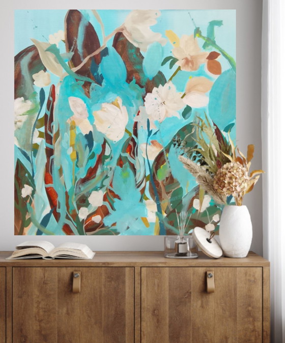 Acrylverfschilderij #Flora 100x100cm – joart, Schilderijen & Tekeningen, Canvas (photo 5 of 15)