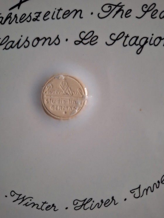 Image 1 of Bjørn Wiinblad voor Rosenthal groot wandbord uit de serie "Four Seasons" model Winter. Gelimiteerde oplage 1979-1980.