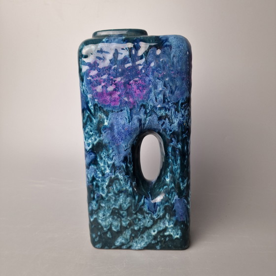 Image 1 of Vaso Fat Lava vintage della Germania Ovest, prodotto da Marei. Numero di modello: 2004. Colori: blu e viola.