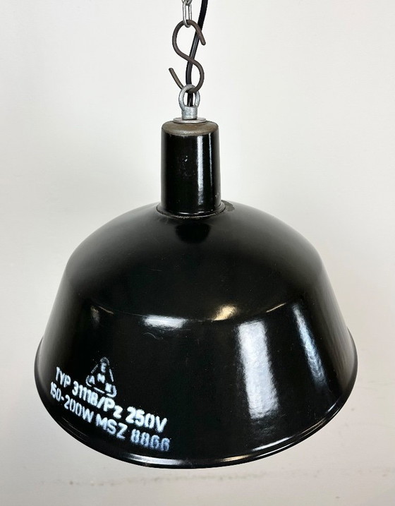 Image 1 of Industrial Black Enamel Pendant Lamp from EMAX, 1960s
