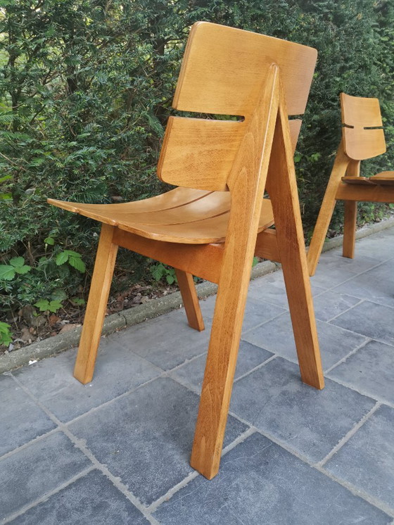 Image 1 of 4x Holzstuhl von Hans Anliker für Horgen Glarus