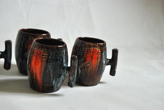 Image 1 of Vintage keramische sinaasappelsapset uit Vallauris, Frankrijk, jaren 1950, set van 6