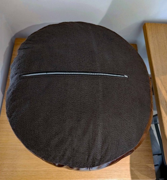 Image 1 of Pouf vintage anni '70 in pelle patchwork (De Sede Svizzera)
