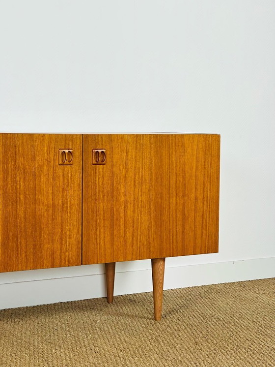 Image 1 of Scandinavian teak sideboard with 4 doors and tapered legs, 1960s