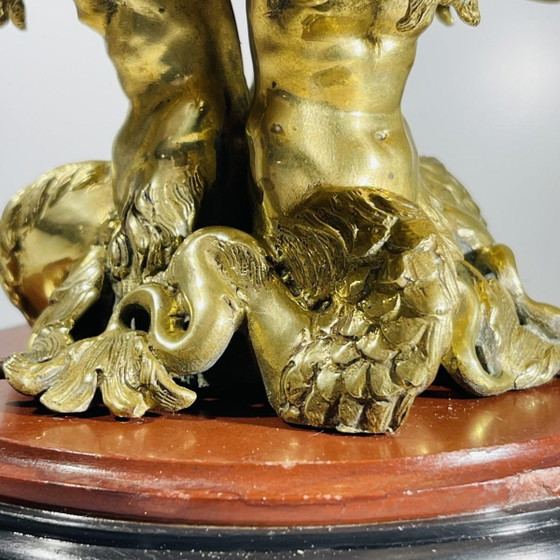 Centrotavola in bronzo dorato e marmo con Tritoni Dei dei Mari, XIX secolo – Accessori da tavola, Bronze (photo 7 of 13)