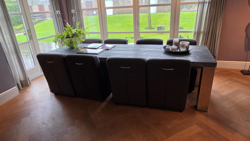 Großer Esstisch mit Holzplatte – 300 x 98,5 cm