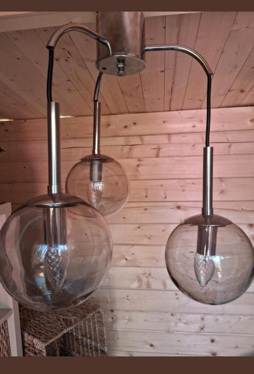 Cascade lamp, jaren 60,70 rookglas