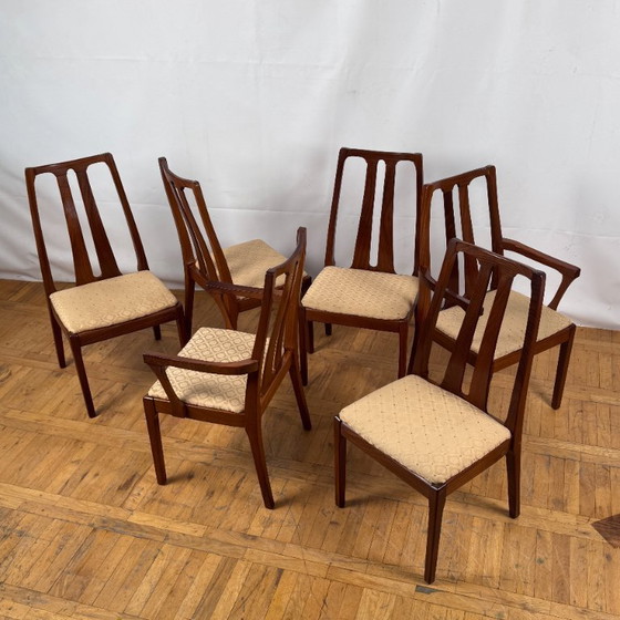 Image 1 of Set di 6 sedie da pranzo vintage in teak Nathan, anni '70 - British Mid-Century Modern
