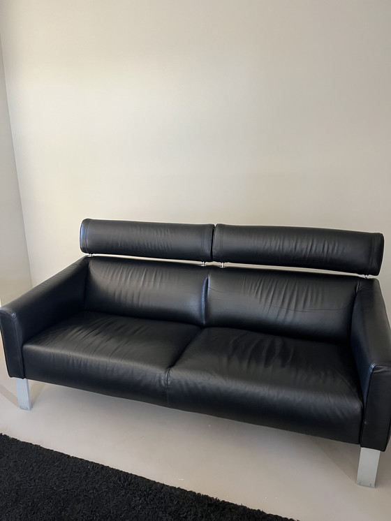 Image 1 of Leolux Patachou Sofa und 2 Sessel in schwarzem Leder