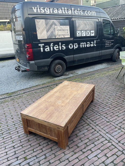 Teak coffee table + side table