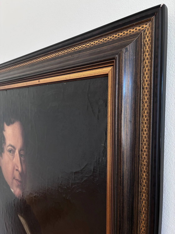 Image 1 of Peinture à l'huile originale ancienne représentant un ténor d'opéra allemand, grand portrait du XIXe siècle