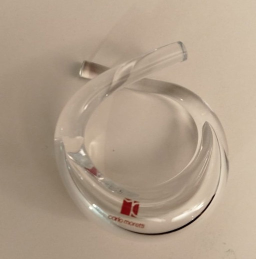 Crystal paperweight, sculptural object by Carlo Moretti, master glassmaker of Murano, Venice