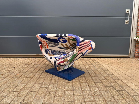 Image 1 of Artifort Ribbon chair by Pierre Paulin in fabric by Pierre Frey: La Toile du Peintre. In mint condition!! Condition: 10/10!