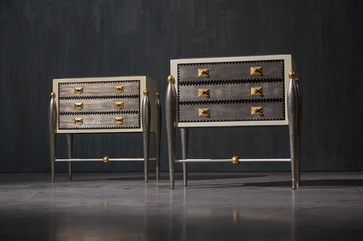 Hollywood Regency Glam Drawer Cabinets, France, 1970s